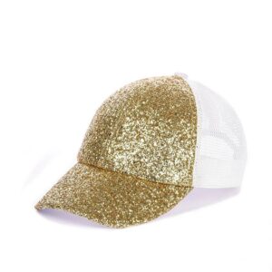 Бейсболка женская с крупными блестками NL 19-009 Золото белая