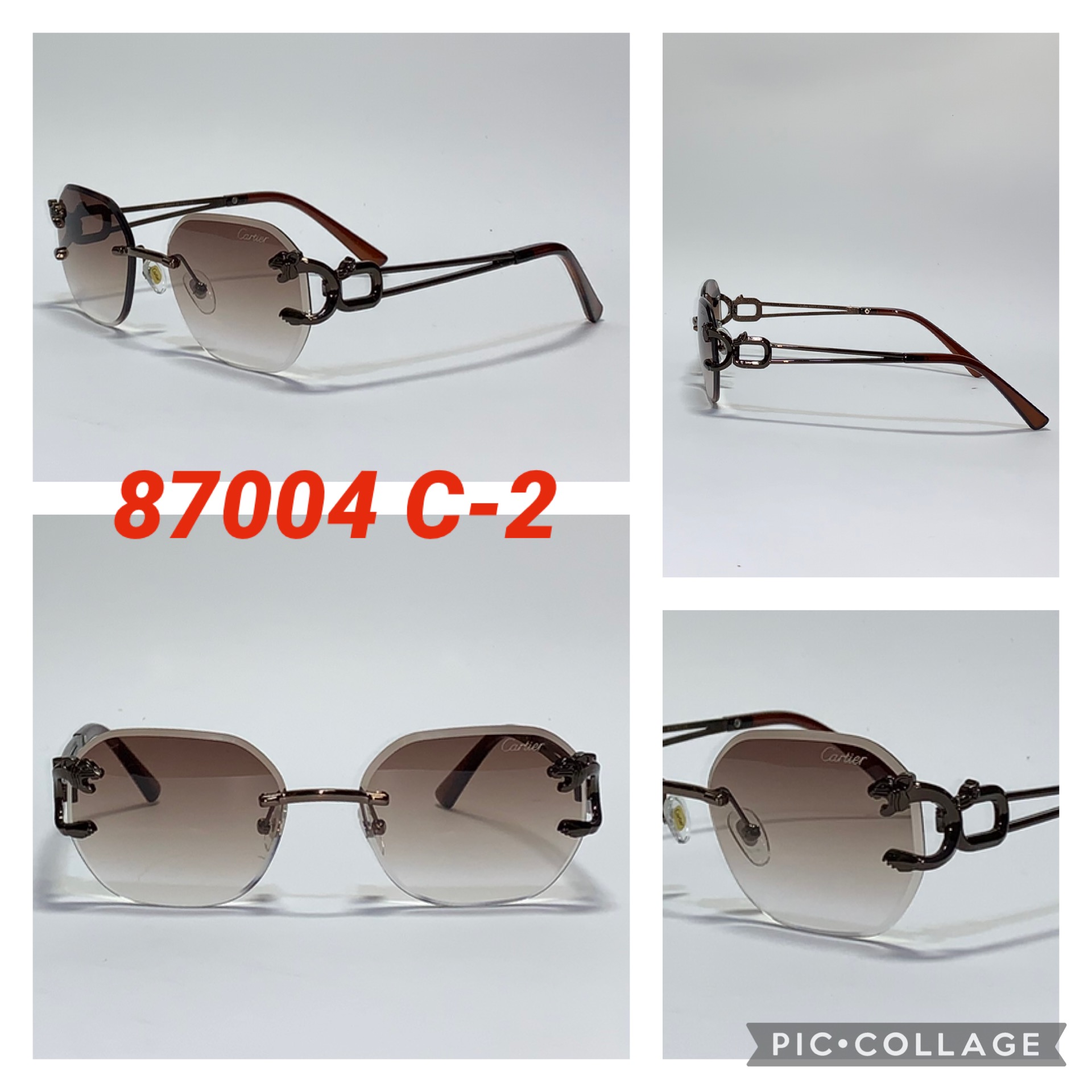 Модные круглые Очки без оправы “Cartier” (Реплика) новинка 2025 года