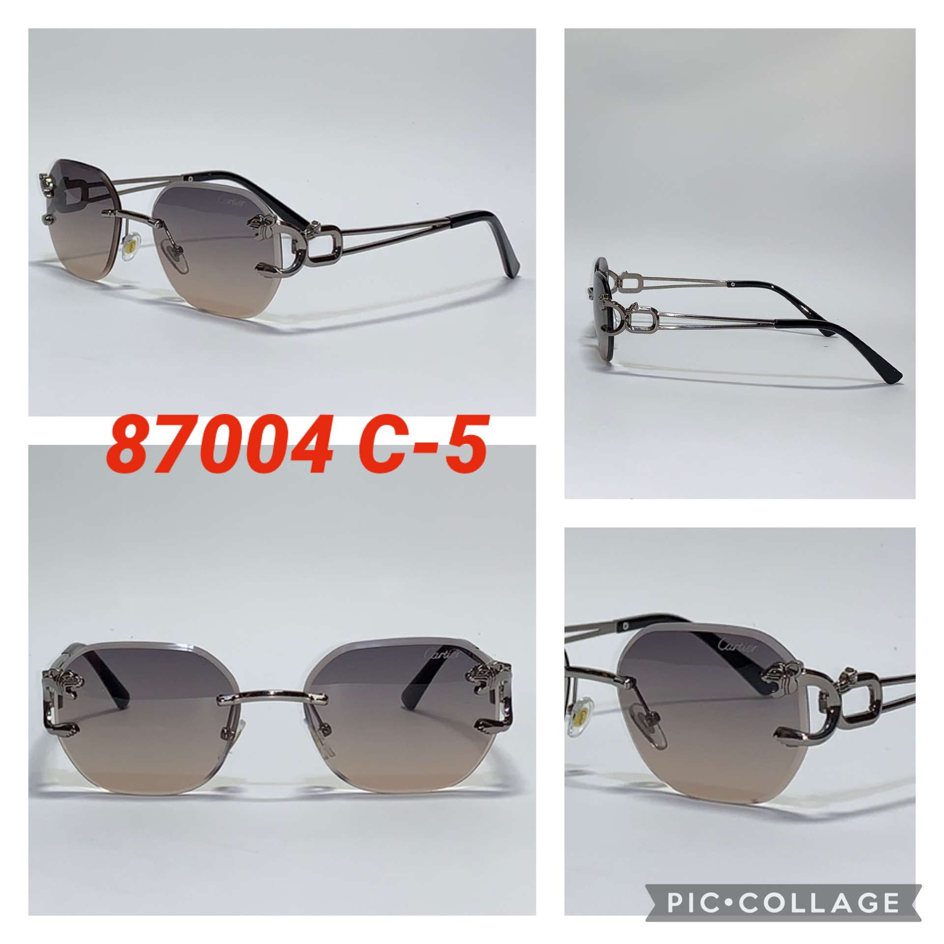 Модные круглые Очки без оправы “Cartier” (Реплика) новинка 2025 года