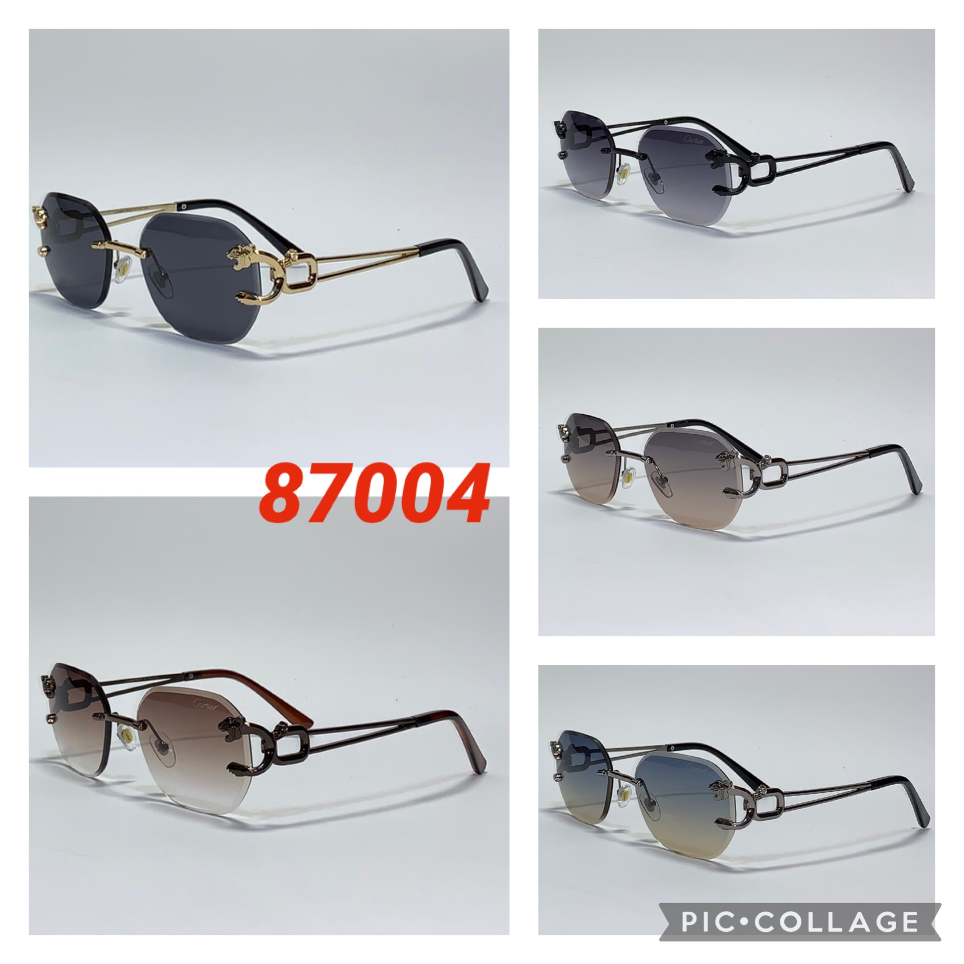 Модные круглые Очки без оправы “Cartier” (Реплика) новинка 2025 года